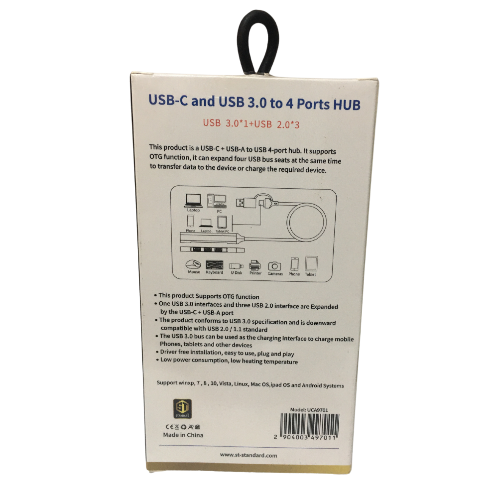 Standard ST-UCA9701 4 in 2 Type-c & USB 3.0 to 4-Ports USB HUB