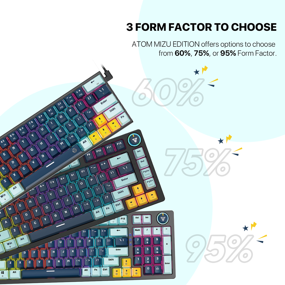 Fantech ATOM 63 MK874v2 Red Switch Wired Mechanical Gaming Keyboard - Sky Blue