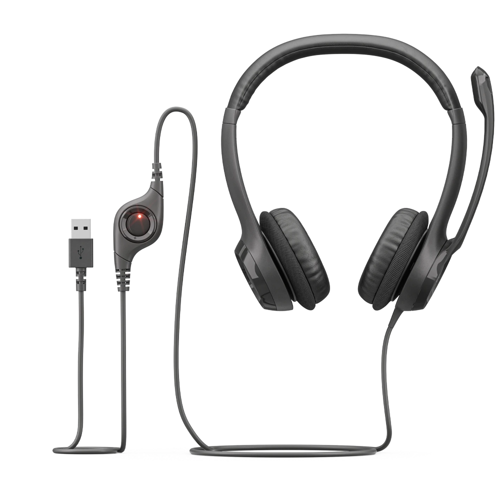 Logitech H390 Wired Headphone (USB) - Black