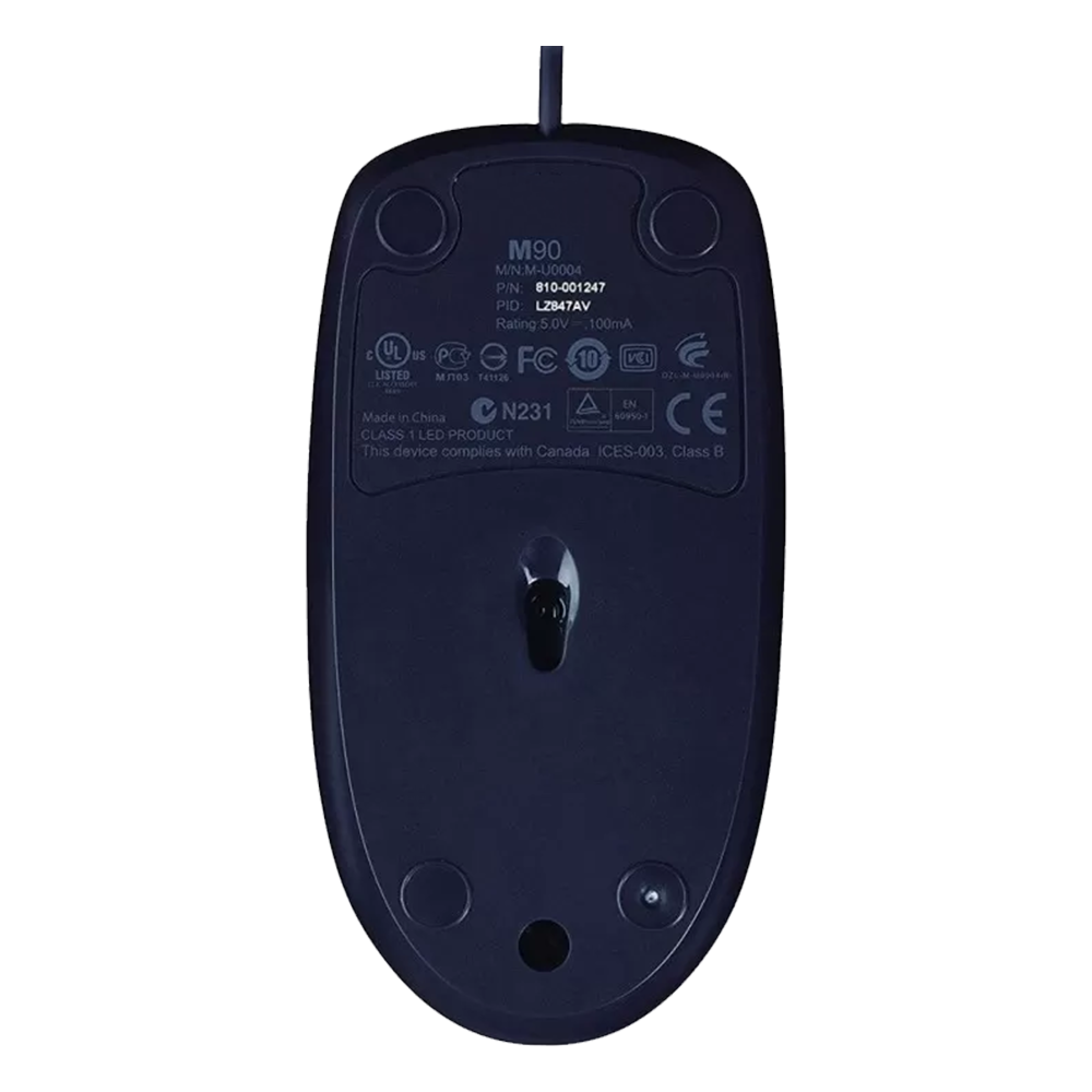 Logitech M90 Wired Mouse 1000DPI - Gray