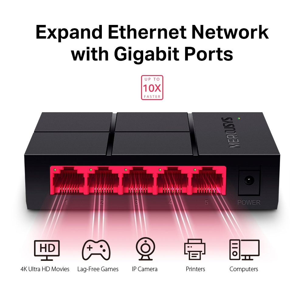 Mercusys MS105G 5-Port 10/100/1000 Gigabit Desktop Switch