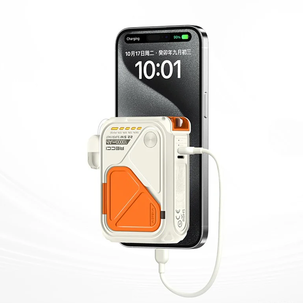 Recci Voyage Series RPB-A06 5-in-1 15W Magnetic Wireless + 22.5W Fast Charging Power Bank 10000mAh - White