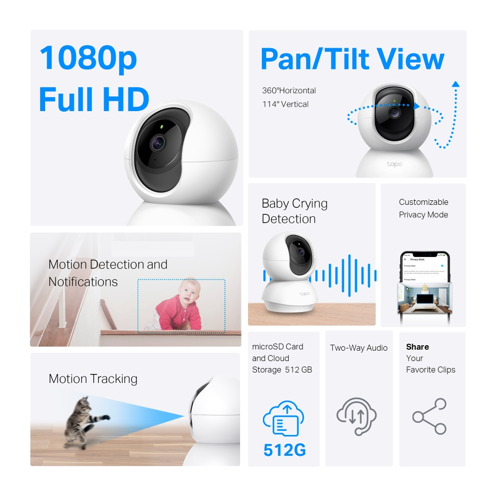 TP-Link Tapo C200C Pan/Tilt 2MP 4mm Home Security Wi-Fi Camera