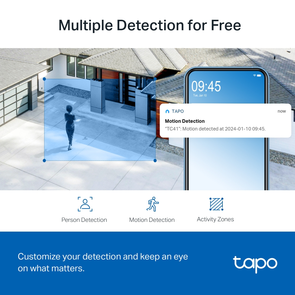 TP-Link Tapo TC41 Pan/Tilt 2K/3MP 3.9mm Outdoor Security Wi-Fi Camera (Color Night Vision)