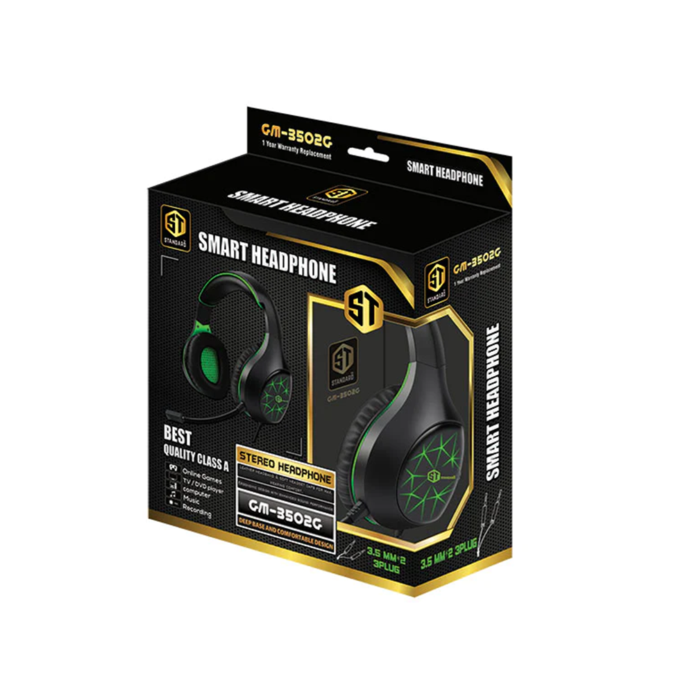 Headphone Wired Standard Gm-3502L (Two Socket With Convert + USB)