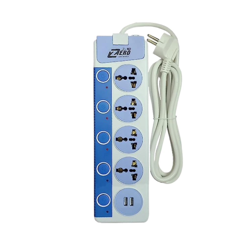 Zero Z40 4-Port + 2 USB Power Strip 1.5m
