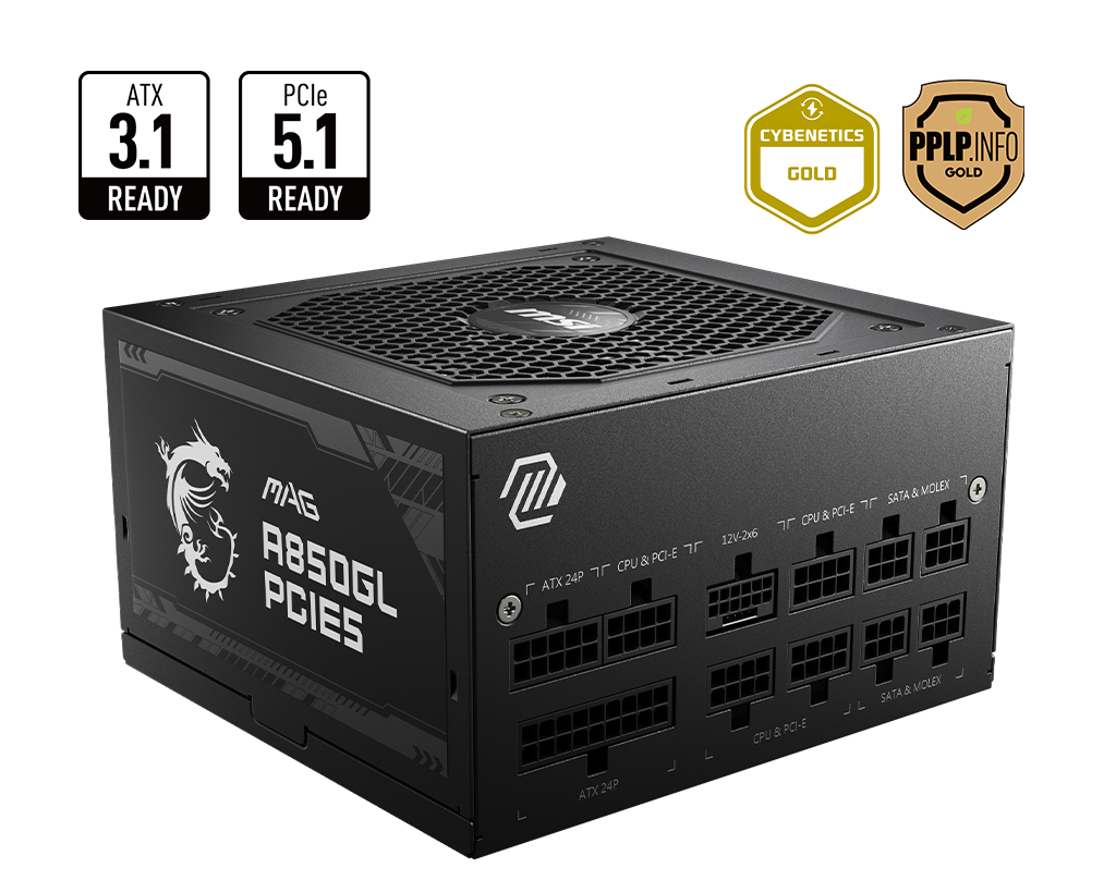 MSI MAG A850GL PCIE5 80 PLUS Gold  Power Supply (850W)