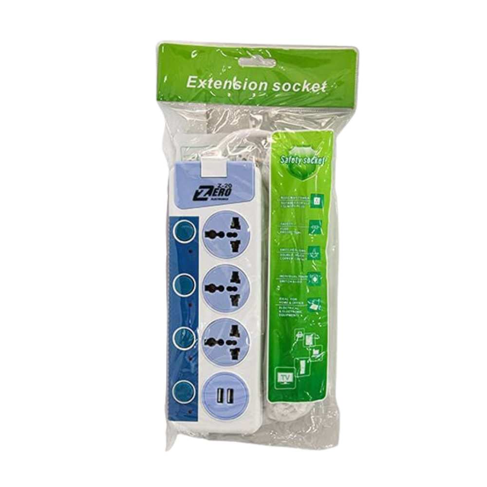 Zero Z30 3-Port + 2 USB Power Strip 1.5m