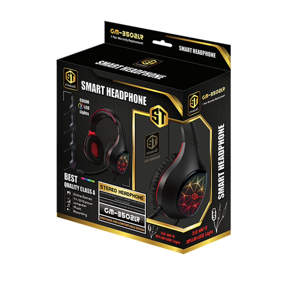 Headphone Wired Standard Gm-3502L (Two Socket With Convert + USB)