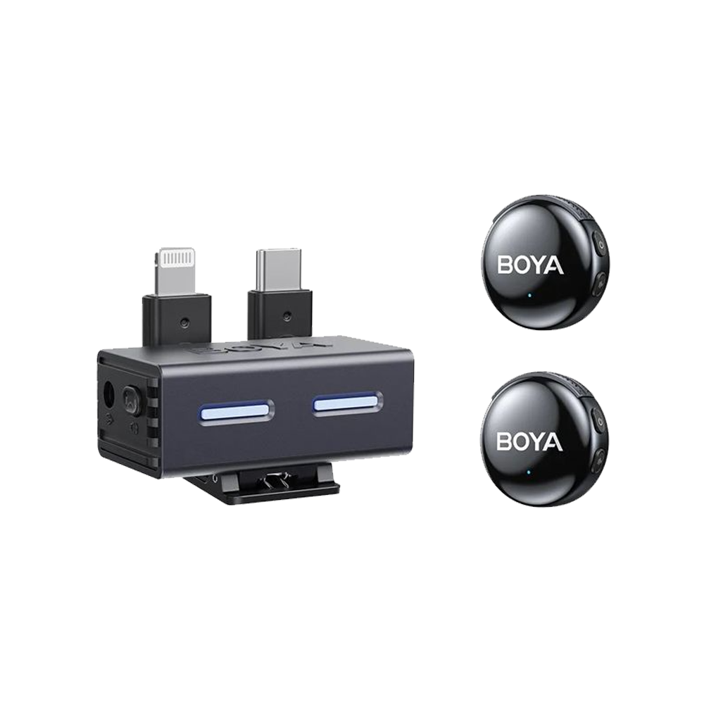 Boya Boyalink 3-03  (Lightning + Type-C + 3.5mm) Dual Channel Wireless Microphone With Charging Case