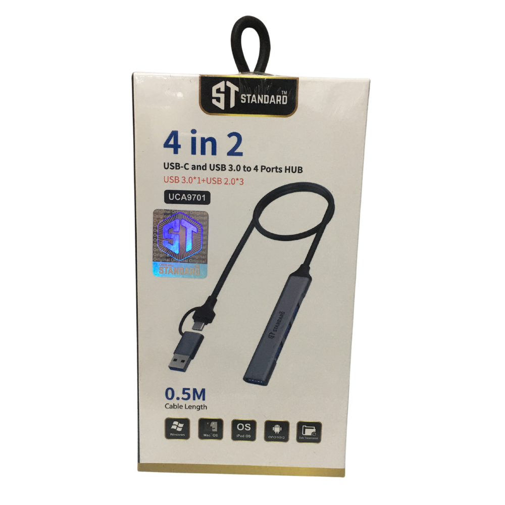 Standard ST-UCA9701 4 in 2 Type-c & USB 3.0 to 4-Ports USB HUB
