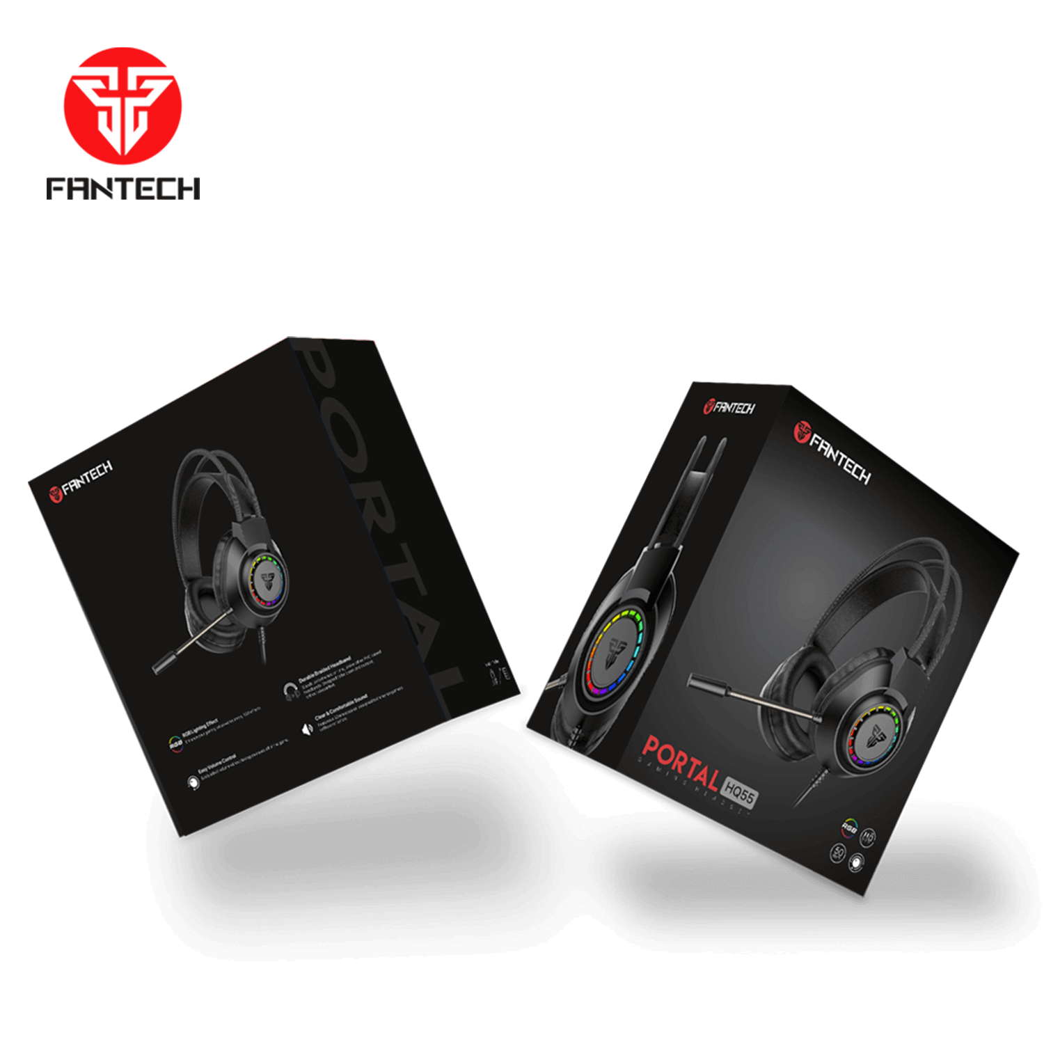 Fantech HQ55 RGB Wired Gaming Headphone (One Socket 3.5mm With Converter + USB) - Black