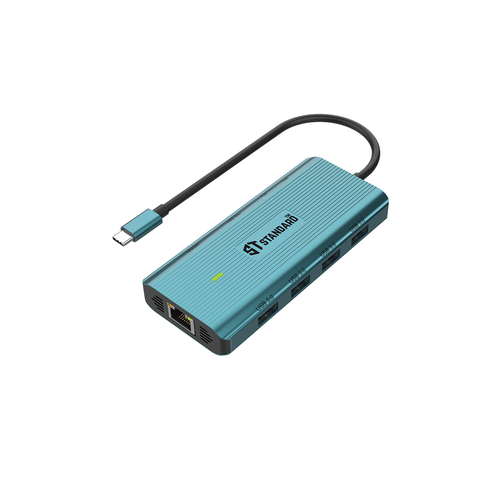 HUB Type-C To (HDMI - PD 100W -  USB 3.0 - RJ45 - VGA - AUDIO 3.5mm - SD - TF) Standard ST-UC962