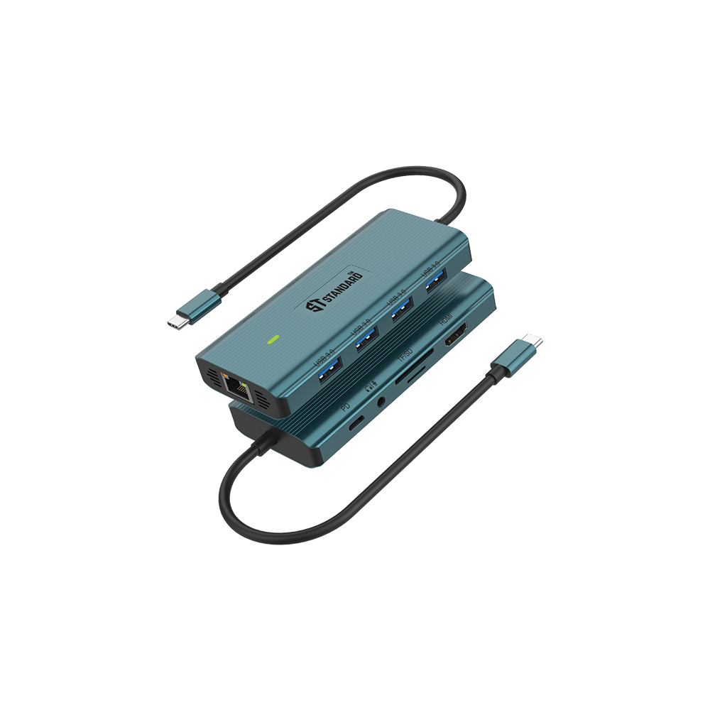 HUB Type-C To (HDMI - PD 100W -  USB 3.0 - RJ45 - VGA - AUDIO 3.5mm - SD - TF) Standard ST-UC962