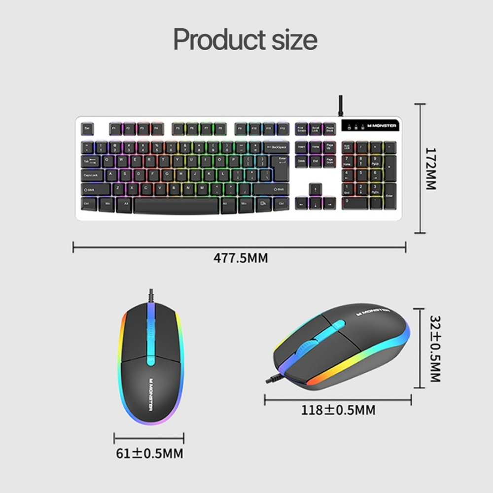 Keyboard + Mouse Wired Monster Airmars Km1 Pro