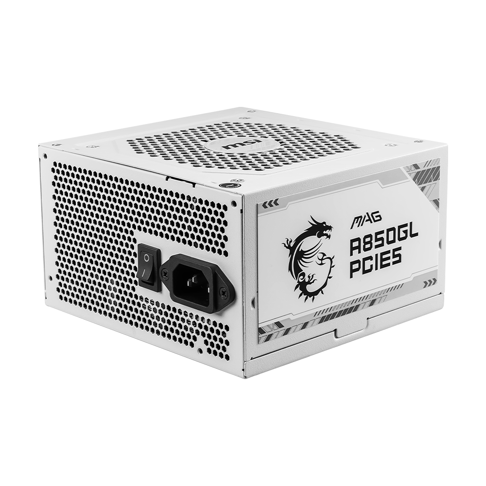 MSI MAG A850GL PCIE5 80 PLUS Gold Power Supply (850W) - White