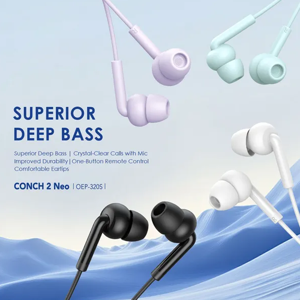 Oraimo Conch 2 Neo OEP-320S 3.5mm Wired Earphones - Black