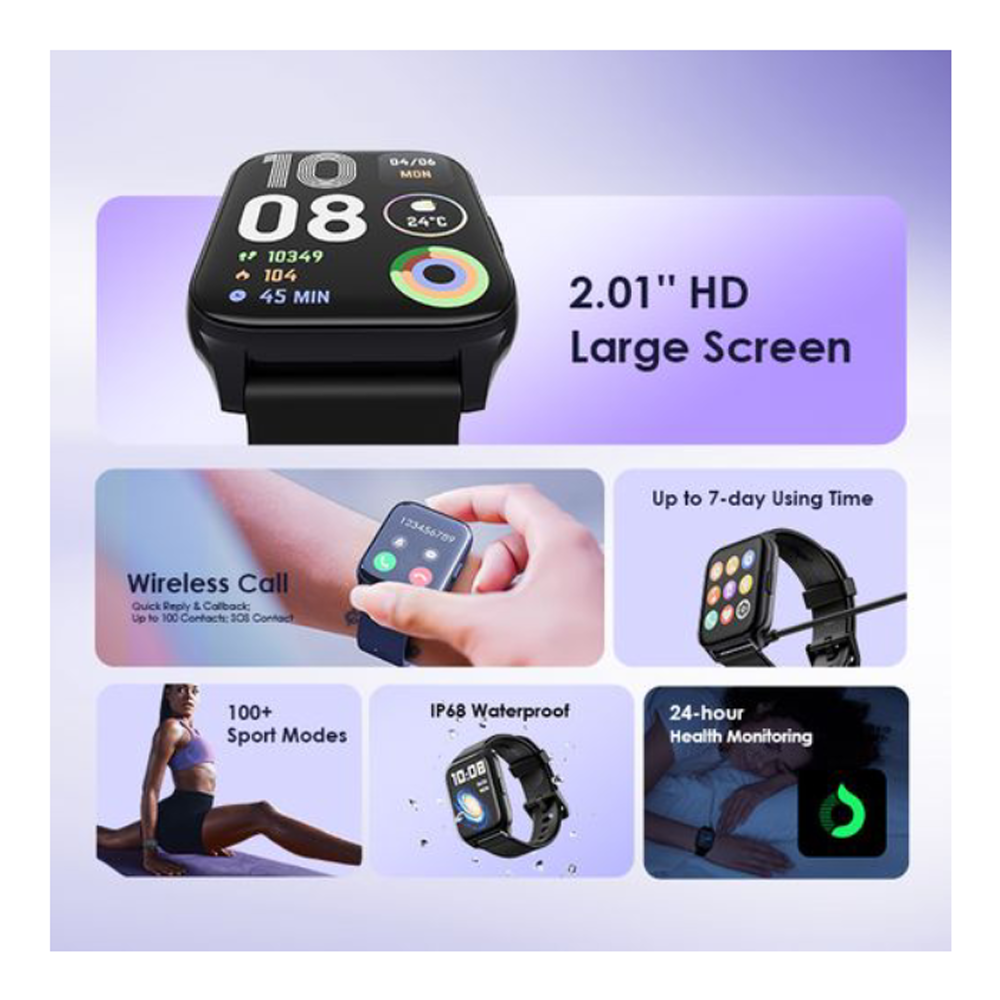 Oraimo Watch 4 Plus OSW-801 Smart Watch - Black