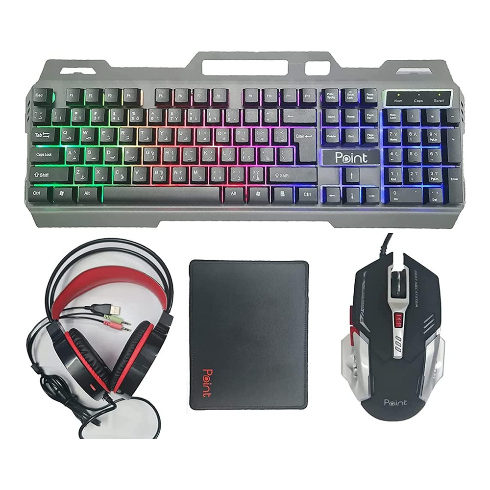 Point PT-1000 4-in-1 Wired Gaming Keyboard + Mouse + Headphone + Mouse Pad Combo