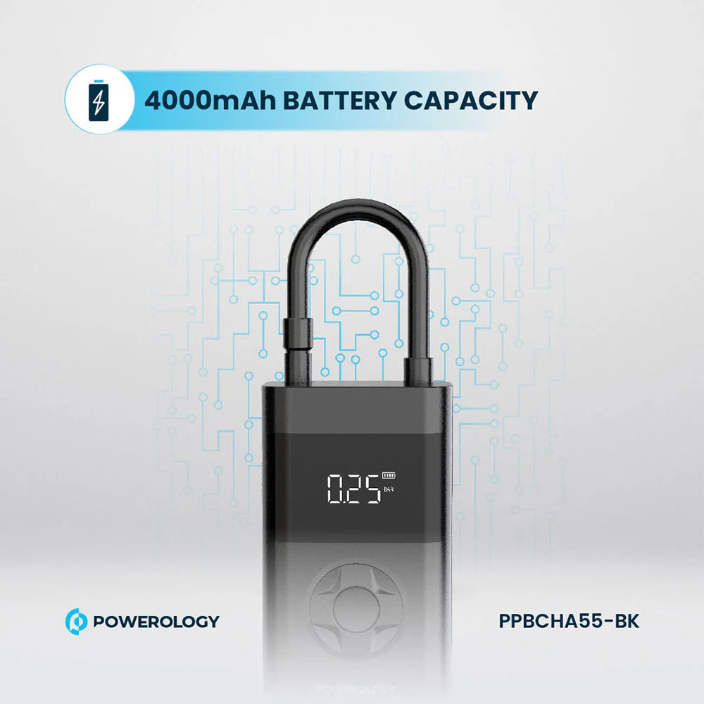 Powerology PPBCHA55 Ultra Portable Air Compressor With Power Bank - Black