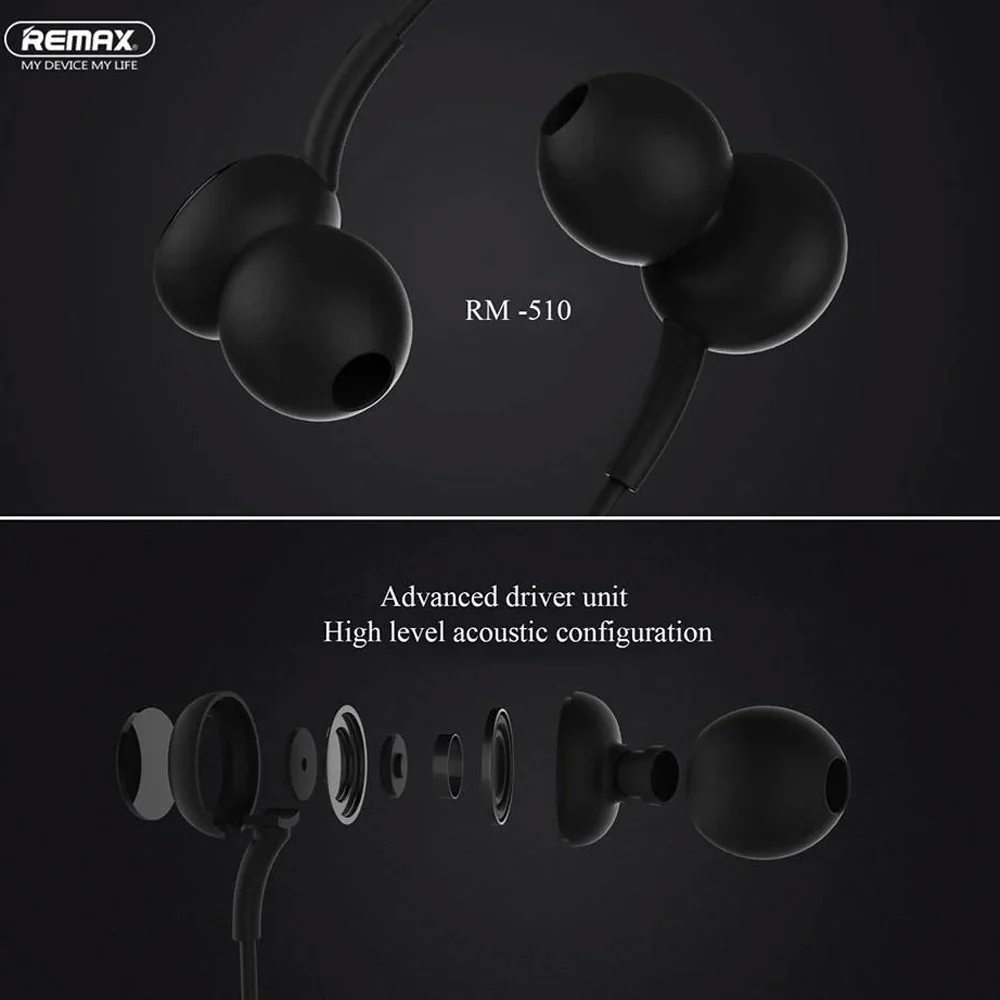 Remax RM-510 3.5mm Wired Earphones - Black
