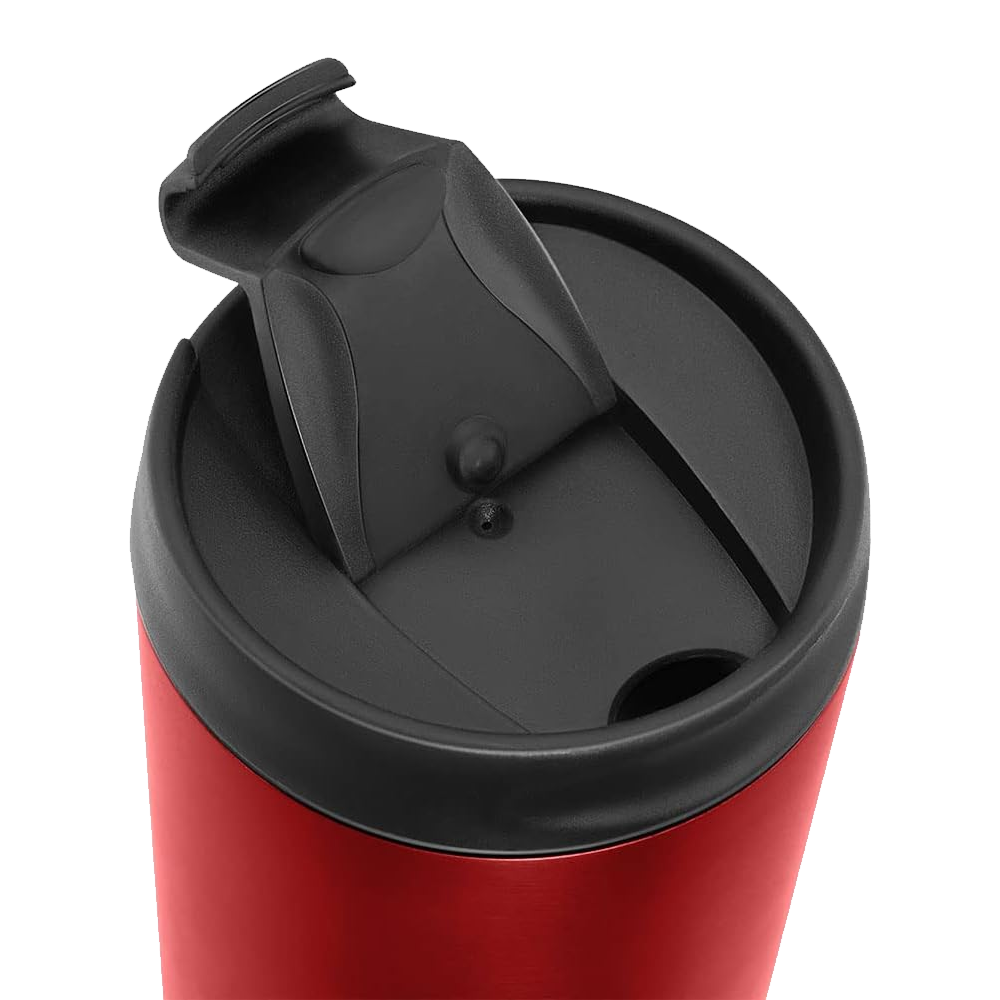Tank Me Stainless Steel Thermal Mug Tumbler Easy Sip-Flip Button 450ml - Dark Red