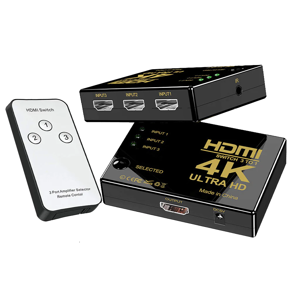 P-Tec UH-301 3-Port HDMI Switch With Remote