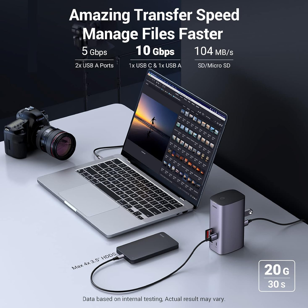 Ugreen 90325 CM555 12-in-1 Type-C Multifunction Docking Station (Type-C - 3 USB 3.0 - 3.5mm Audio - SD/TF Card Slot - Display - 2 HDMI - RJ45)