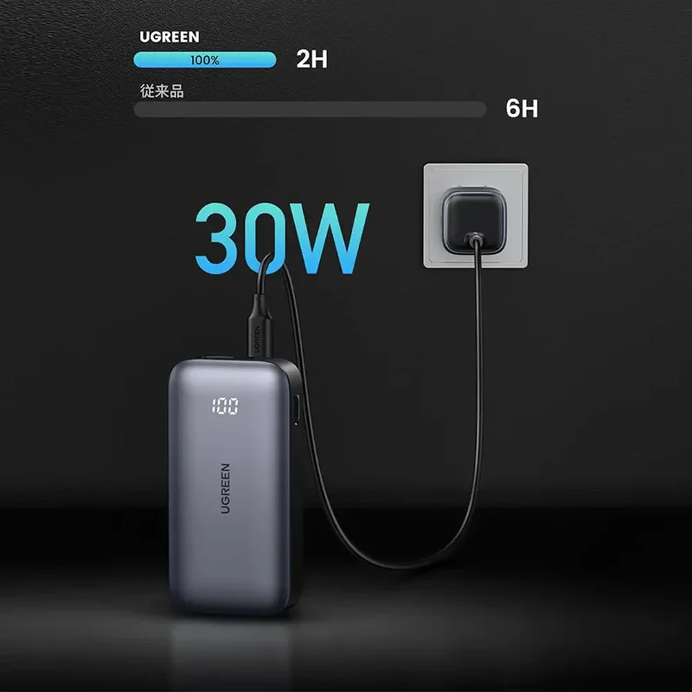 Ugreen Nexode 25185 PB502 Type-C + USB 30W Fast Charging Power Bank 10000mAh - Space Grey