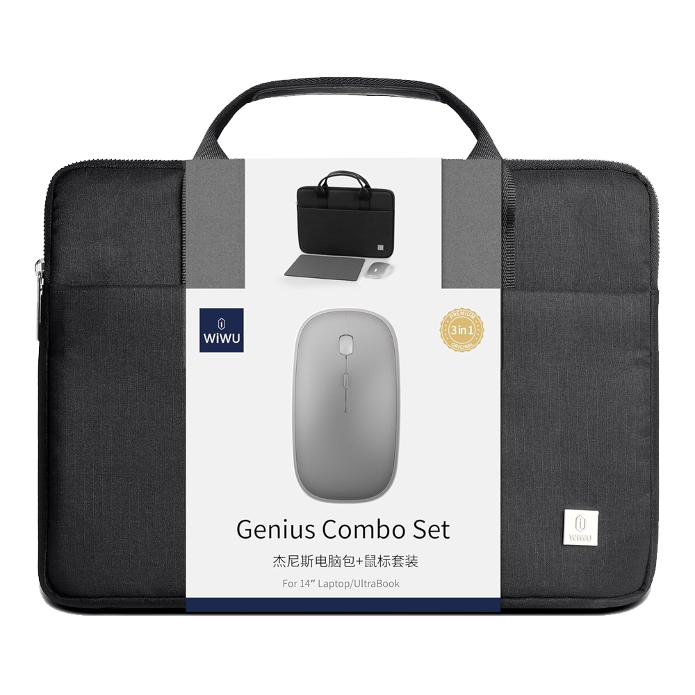 WIWU Genius Combo Set 14.0 Inch Laptop HandBag With Mouse and Mouse Pad
