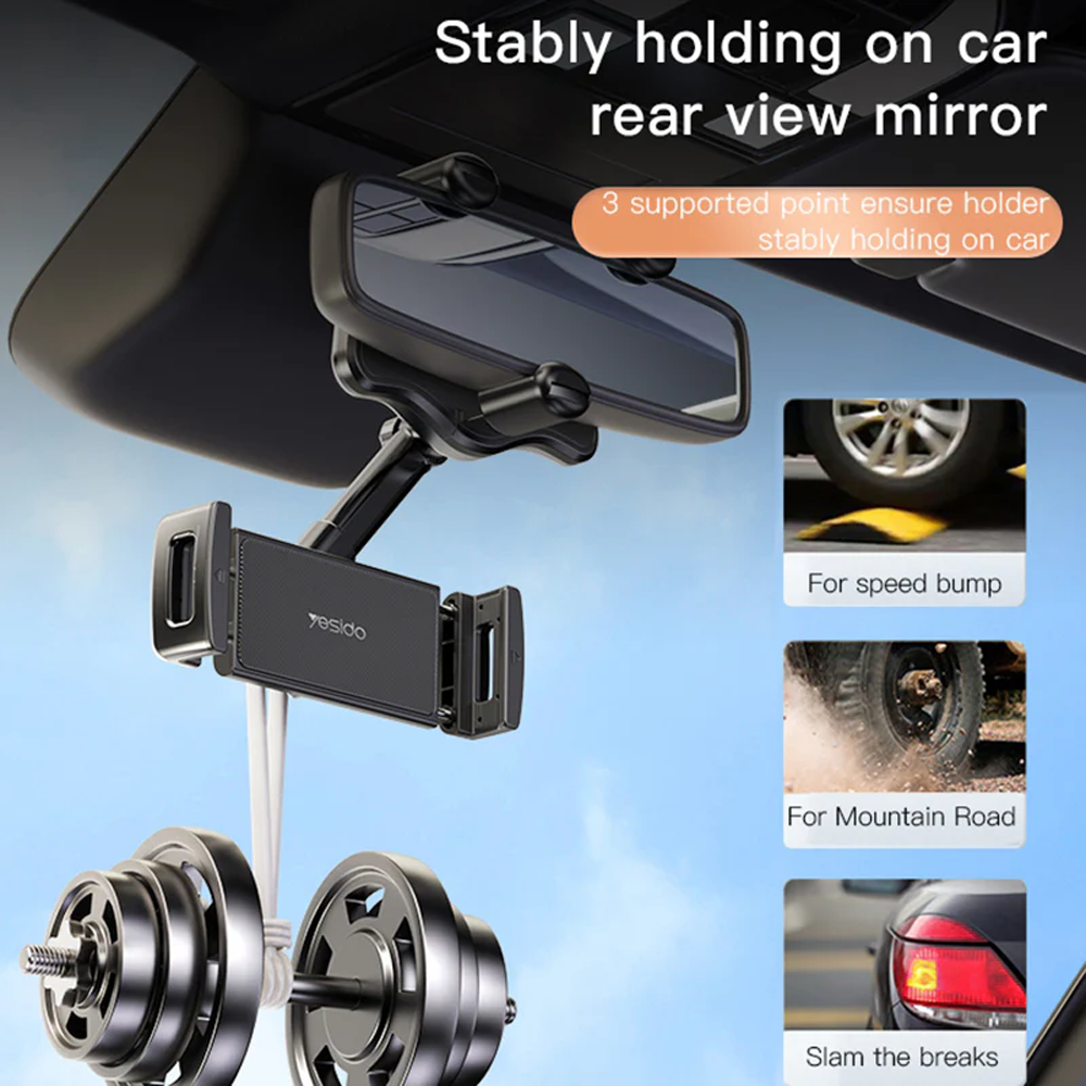 Yesido C196 Rearview Mirror Car Mobile Holder