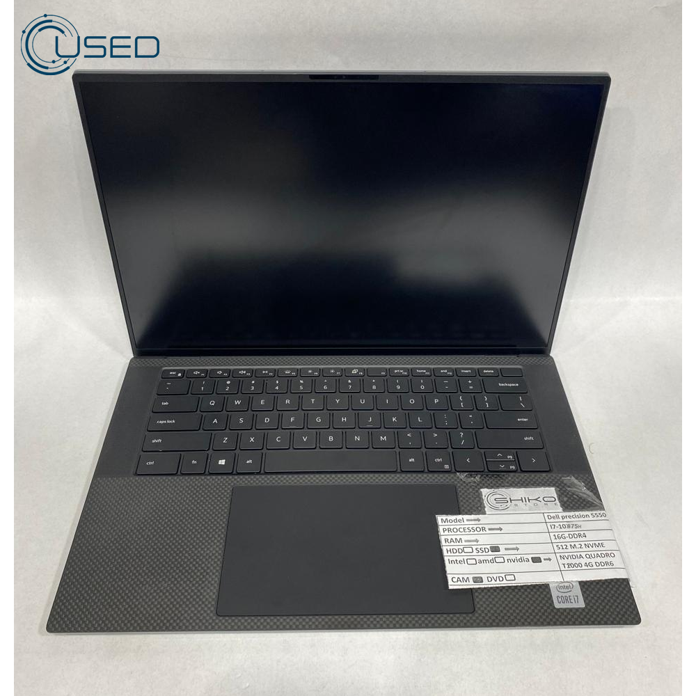 Laptop Used Dell Precision 5550 (Xeon W-10855 12 Cache 6 Core  - 16G DDR4 - 512g M.2 NVMe - Quadro T1000 4G DDR6 - Cam - 15.6 Inch)